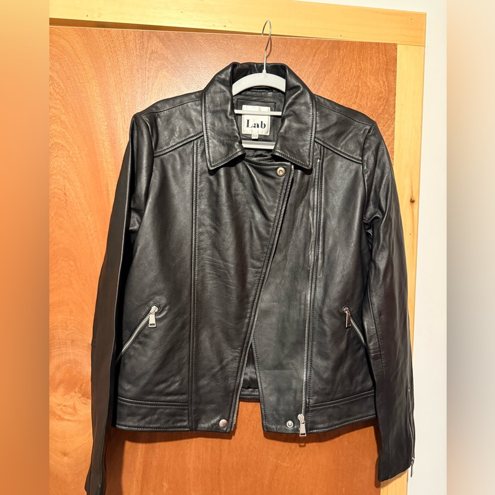 Lab Black Soft Lamb Leather Biker Jacket